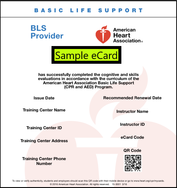 BLS Provider Sample Card